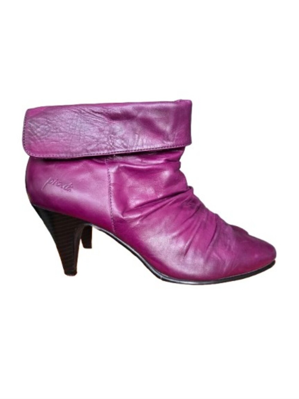 Women's Fold-Over Ankle Boots in Deep Plum Leather